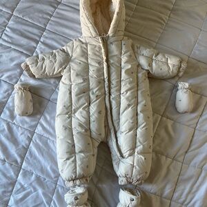 Cozy Beige Kids One Piece Snowsuit